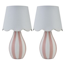 Set of 2 Pink & White Stripe