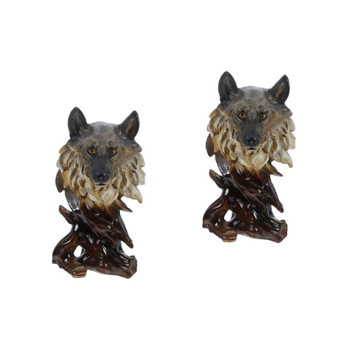 2pcs resin wolf head figurines - head,