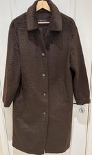M&S Beautiful Chocolate Brown (faux fur ) textured Coat Size 16 Vgc