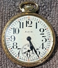 Vtg Rail Road Elgin Pocket Watch 16s 7 Jewels 10K Rolled Gold Filled Scrap R Not