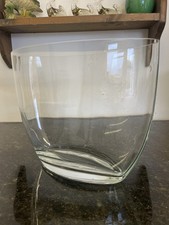 Large Heavy Blown Art Glass Vase – 24.5cm Modernist Tricorn Form – Vintage 2kg