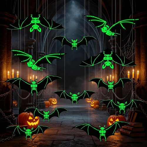 Halloween glowing hanging bats - glowing,