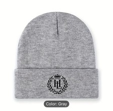 Henry Lloyd Themed Large Logo Winter Beanie Hat Grey One Size