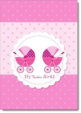 Doodlecards New Baby Twins Birth Congratulations Card Twin Prams
