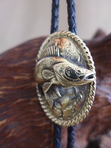 Brass bolo tie with - , pike
