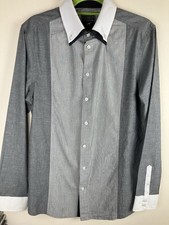 Men’s Long Sleeve Cotton Shirt Fine Stripes Contrasting Collar & Cuffs VGC M