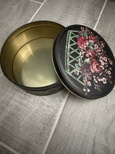 Vtg Floral Tin With Lid Treats