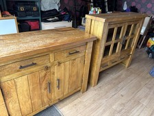 Gorgeous Solid Chunky Oak Rustic French Dresser In Two Pieces