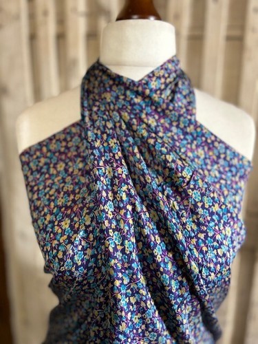 Pure silk navy blue ditsy