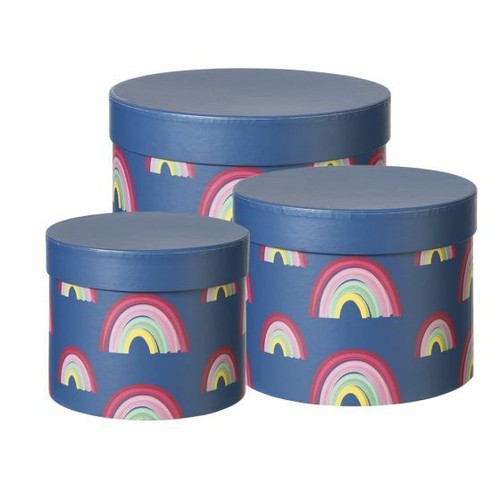 Round rainbow lined hat box - round,