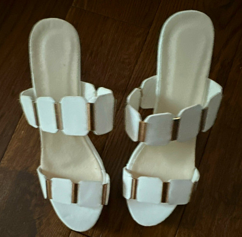 White synthetic open - open, mule