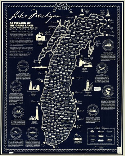 Lake michigan shipwrecks - lake, map