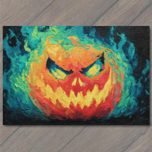 Art print evil pumpkin orange - evil,