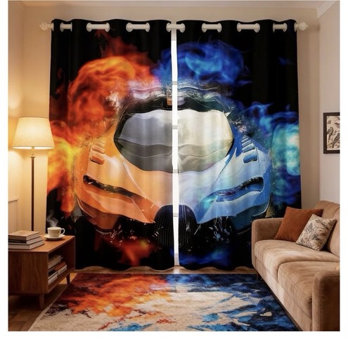 Children racing car curtains - racing,