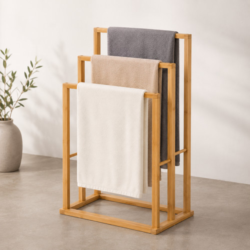 Bamboo wooden towel holder - wooden,