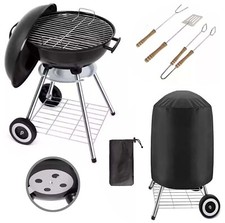43cm Round Kettle BBQ Charcoal Grill Portable Outdoor Heat Control Patio Black