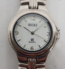 Rojas Watch Ladies Mens 34mm Quartz White Dial New Battery