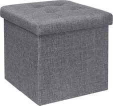 Ottoman Storage Boxes with Lid Grey 37x37x32cm - For Auction