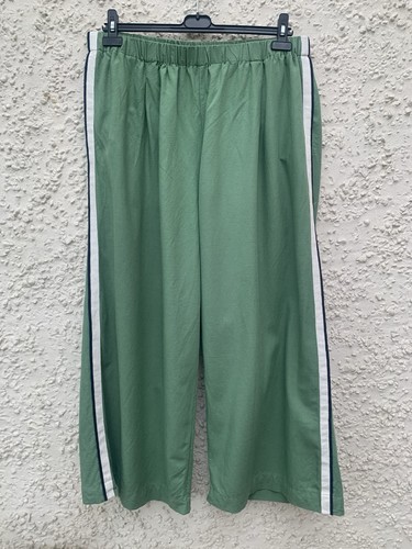 Green striped summer trousers - green,
