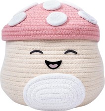 Squishmallows Malcolm Mushroom Woven Storage Basket With Lid 21.5cm Official