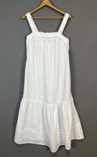 M&S Day Dreams Duvet Days Nightdress UK 10 Cream Cotton Cutspot Lace Trim Tiered