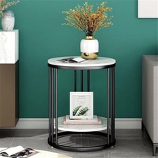 2Tier Round Side Table Marble