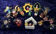 18 Vintage German Wood Christmas Tree Angels Musician Ornaments 