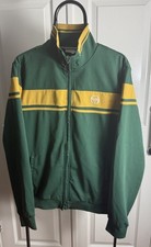 Vintage Sergio Tacchini Damarindo Mens  Retro Track Top Size L Green & Yellow
