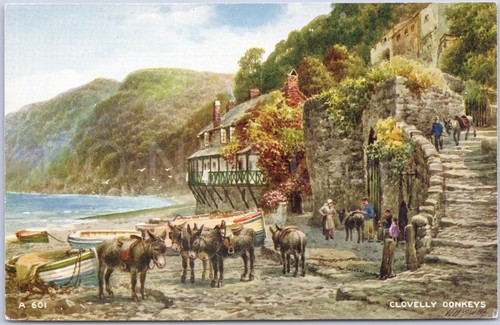Clovelly vintage postcard - clovelly,