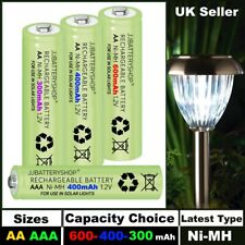 AA & AAA Rechargeable Solar Light Batteries 600mAh 400mAh 300mAh NiMH 1.2V UK