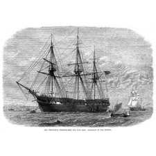 The Chichester Training Ship for Boys in the Thames - Antique Print 1867