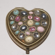 Erickson Beamon Heart Compact Mirror With Floral & Stone Detail