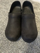 Sanita Black Leather Danish Clogs- UK Size 6