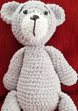 Handmade grey plush teddy - grey,