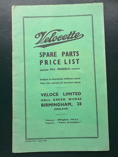 1948 velocette spare - velocette, parts