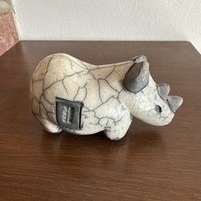 Raku Pottery Rino Figurine