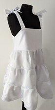 Handmade White Tier Dress with Adjustable Straps - Size Small