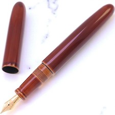 Nakaya Cigar Long Urushi Ebonite 14K Fountain Pen Tokidamari B Nib Pink Gold