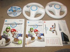 Mario Kart Nintendo Wii Game With 2 x OEM Official Steering Wheels