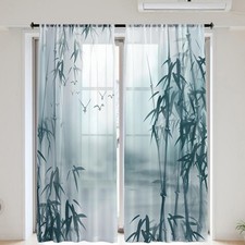 Bamboo Print Sheer Curtains