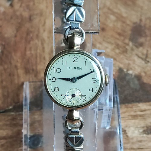 9ct gold buren watch - gold, swiss