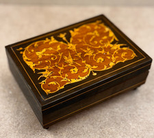 Antique Musical Box Trinket Jewellery wooden inlaid