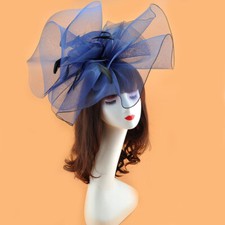 Hat Fascinator Cilp Party Wedding Royal Ascot Race LARGE Feather Flower Hair New