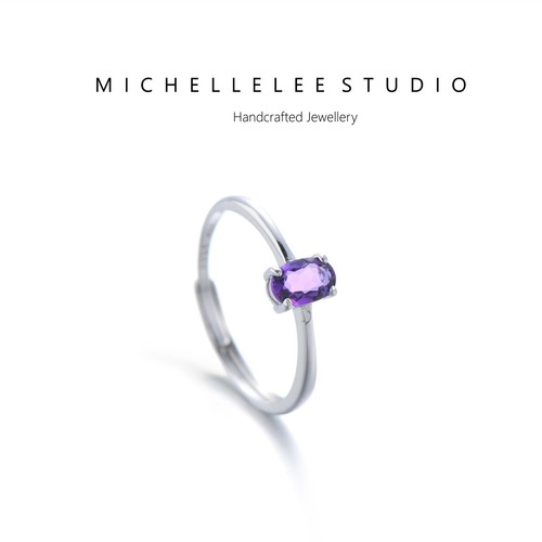 Sterling silver amethyst - silver,