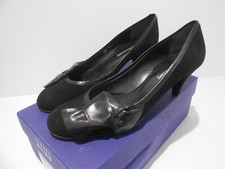 Russell & Bromley black suede bow toe court shoes 39 6 VGC smart work heels