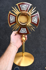 Nice Older Church Monstrance with Luna, 18 1/4" ht.  (CU119) chalice co.