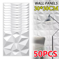 50 pcs 3D PVC Wall Panel 30cm Decorative Ceiling Tiles Wallpaper Cladding_White.
