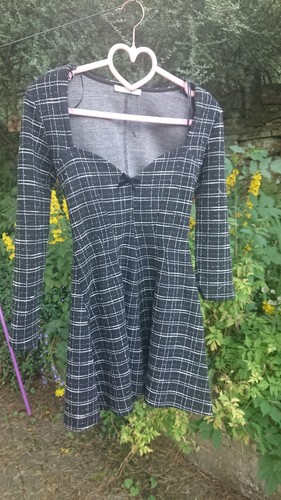 Black tartan dress long - black,