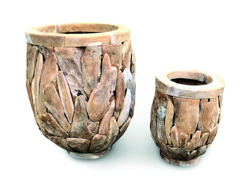Teak root garden planter - garden, pots