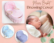 Broderie Anglaise Spare Replacement Moses Basket Dressing Cover Hood Bedding Set